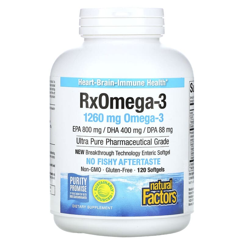 Natural Factors Rx Omega-3 630 mg 120 Enteripure Softgels 1 Natural Factors Rx Omega-3 630 mg 120 Softgels 068958035499
