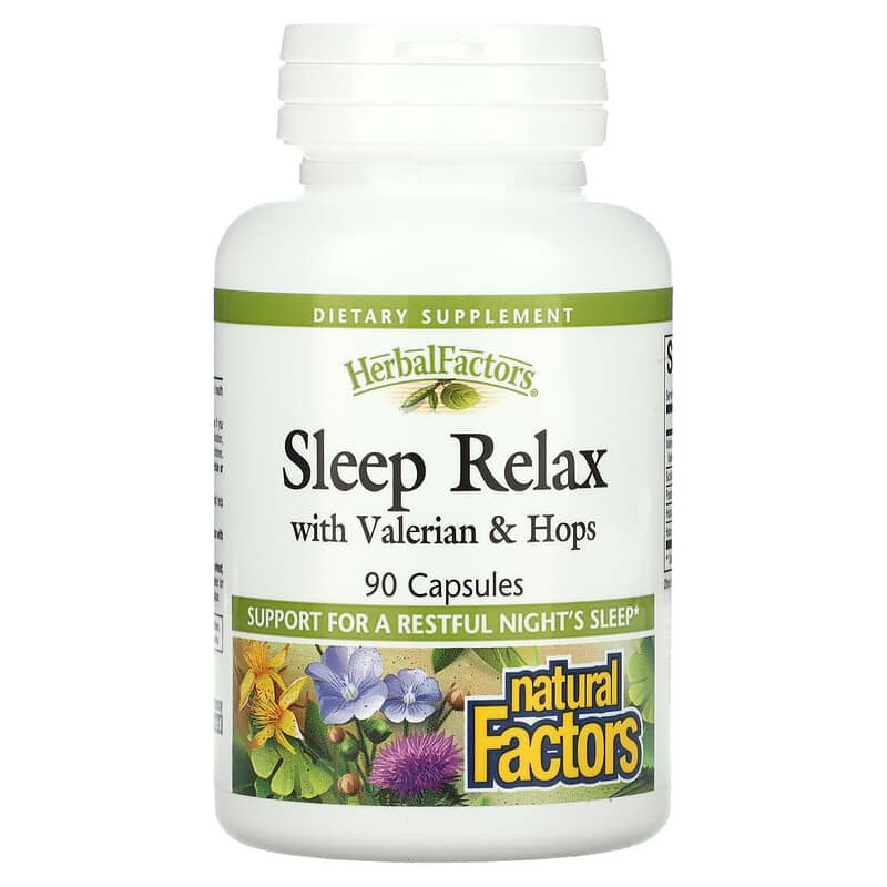 Natural Factors Sleep Relax with Valerian & Hops 90 viên 1 Natural Factors Sleep Relax with Valerian & Hops 90 Capsules 068958046556