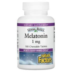 Natural Factors Stress-Relax Melatonin 1 mg 180 Chewable Tablets 068958027142