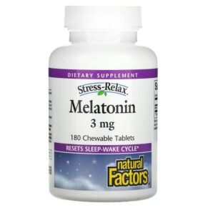 Natural Factors Stress-Relax Melatonin 3 mg 180 Chewable Tablets 068958027166