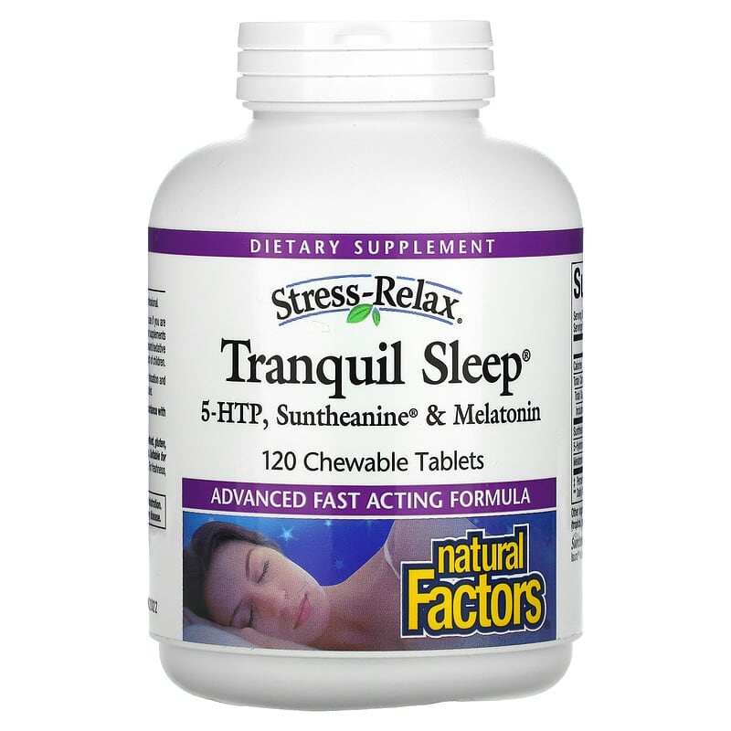 Natural Factors Stress-Relax Tranquil Sleep 5-HTP Suntheanine & Melatonin 120 viên nhai 1 Natural Factors Stress-Relax Tranquil Sleep 5-HTP Suntheanine & Melatonin 120 Chewable Tablets 068958028439