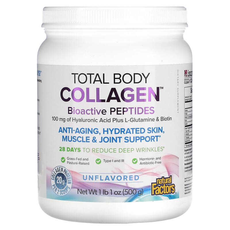 Natural Factors Total Body Collagen Bioactive Peptides Unflavored 1 lb 1 oz (500 g) 1 Natural Factors Total Body Collagen Bioactive Peptides Unflavored 1 lb 1 oz (500 g) 068958026329