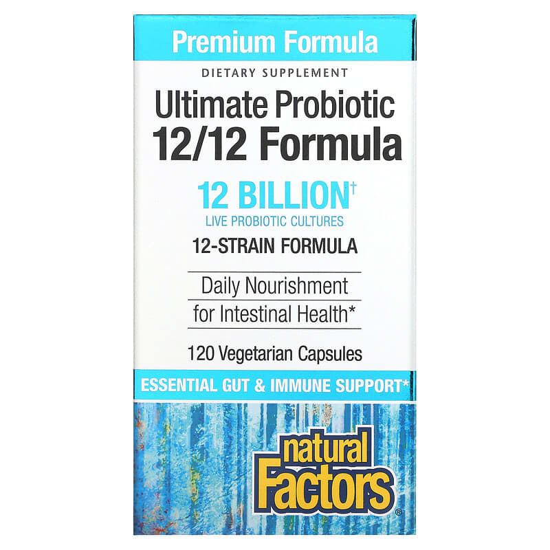 Natural Factors Ultimate Probiotic 12/12 Formula 12 Billion CFU 120 Vegetarian Capsules 1 Natural Factors Ultimate Probiotic 12/12 Formula 12 Billion CFU 120 Vegetarian Capsules 068958018485
