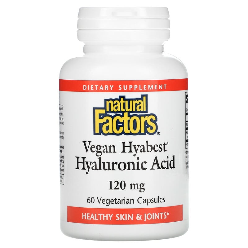 Natural Factors Vegan Hyabest Hyaluronic Acid 120 mg 60 viên 1 Natural Factors Vegan Hyabest Hyaluronic Acid 120 mg 60 Vegetarian Capsules 068958026800