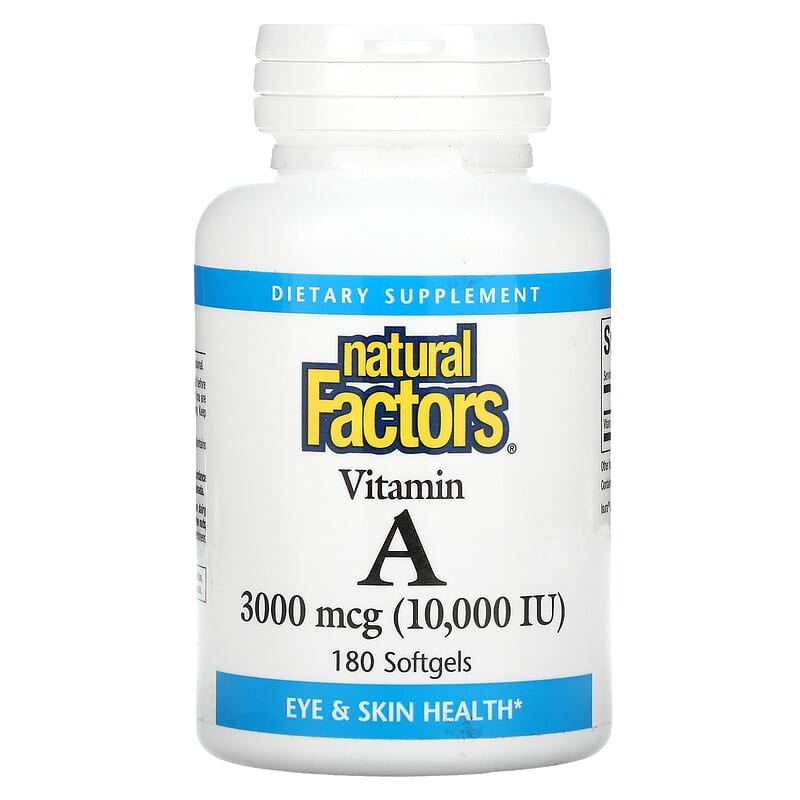Natural Factors Vitamin A 3000 mcg (10,000 IU) 180 Softgels 1 Natural Factors Vitamin A 3000 mcg (10.000 IU) 180 Softgels 068958010410