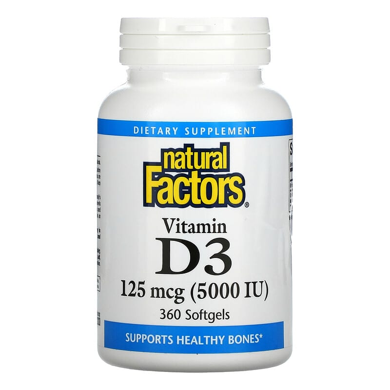 Natural Factors Vitamin D3 125 mcg (5,000 IU) 360 Softgels 1 Natural Factors Vitamin D3 125 mcg (5.000 IU) 360 Softgels 068958010625