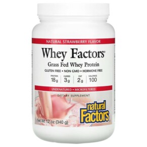 Natural Factors Whey Factors Grass Fed Whey Protein Natural Strawberry 12 oz (340 g) 068958029283