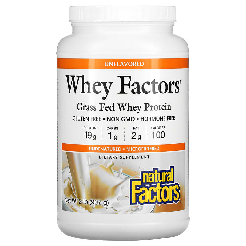 Natural Factors Whey Factors Grass Fed Whey Protein Unflavored 2 lb (907 g) 1 Natural Factors Whey Factors Grass Fed Whey Protein Unflavored 2 lb (907 g) 068958029351