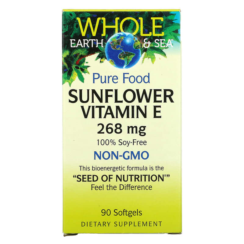 Natural Factors Whole Earth & Sea Sunflower Vitamin E 268 mg 90 Softgels 1 Natural Factors Whole Earth & Sea Sunflower Vitamin E 268 mg 90 Softgels 068958355139