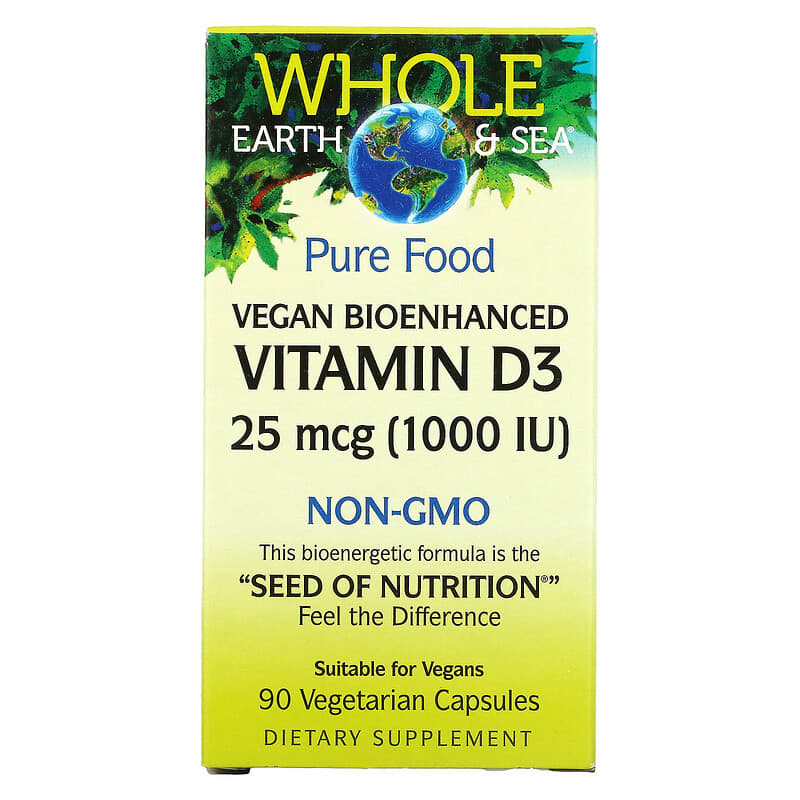 Natural Factors Whole Earth & Sea Vegan Bioenhanced Vitamin D3 25 mcg (1,000 IU) 90 viên 1 Natural Factors Whole Earth & Sea Vegan Bioenhanced Vitamin D3 25 mcg (1.000 IU) 90 Vegetarian Capsules 068958355122
