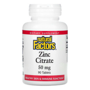 Natural Factors Zinc Citrate 50 mg 90 Tablets 068958016801