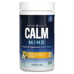 Natural Vitality CALM Mind Magnesium Supplement with L-Theanine Drink Mix Honey Vanilla 6 oz (168 g) 840230344068