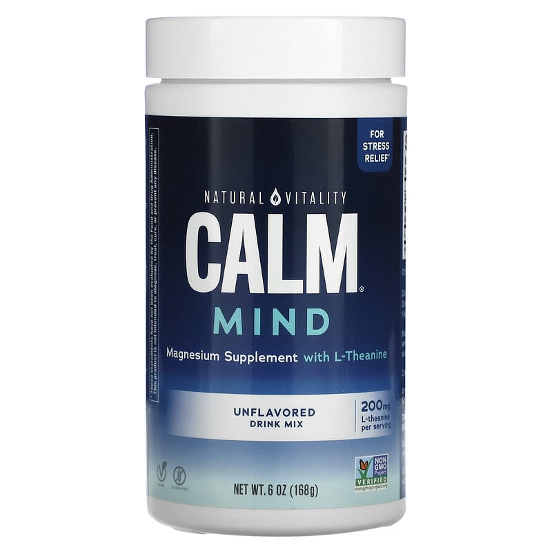 Natural Vitality CALM Mind Magnesium Supplement with L-Theanine Drink Mix Unflavored 6 oz (168 g) 1 Natural Vitality CALM Mind Magnesium Supplement with L-Theanine Drink Mix Unflavored 6 oz (168 g) 840230344082