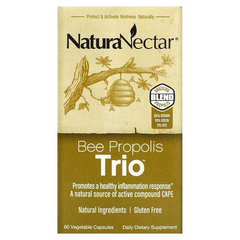 NaturaNectar Bee Propolis Trio 60 Vegetable Capsules 1 NaturaNectar Bee Propolis Trio 60 Vegetable Capsules 837654326558