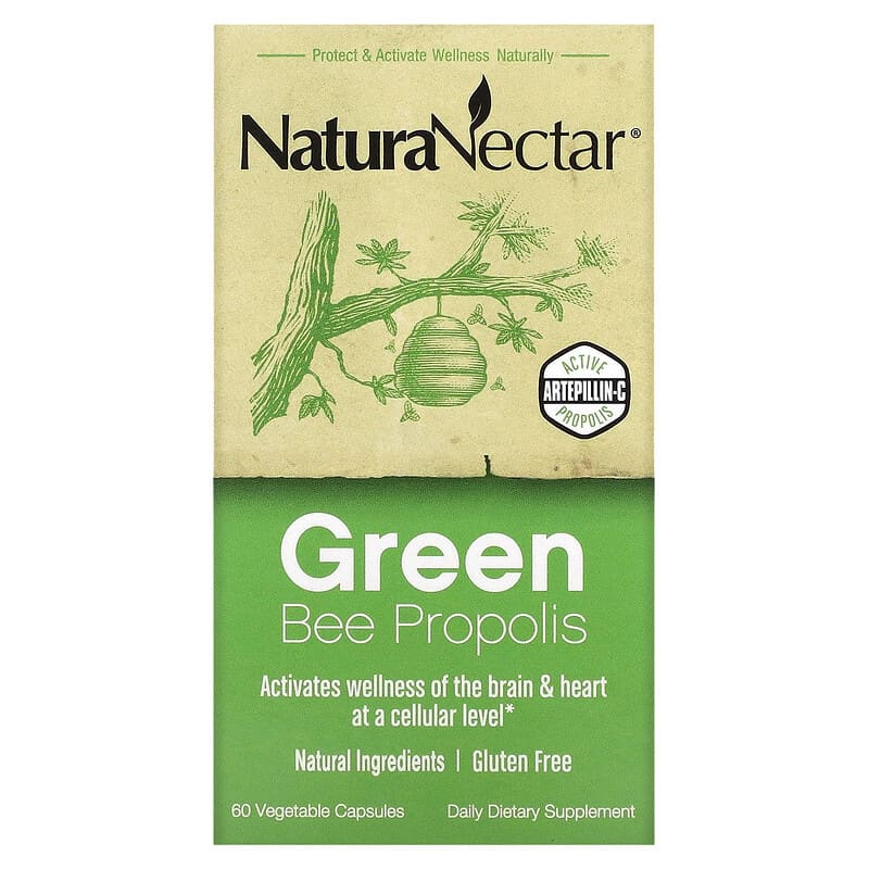NaturaNectar Green Bee Propolis 60 Vegetable Capsules 1 NaturaNectar Green Bee Propolis 60 Vegetable Capsules 837654326541