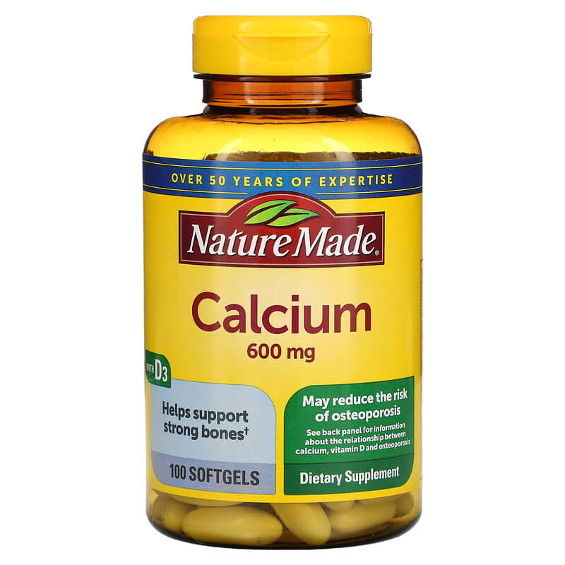 Nature Made Calcium with Vitamin D3 600 mg 100 Softgels 1 Nature Made Calcium with Vitamin D3 600 mg 100 Softgels 031604025083