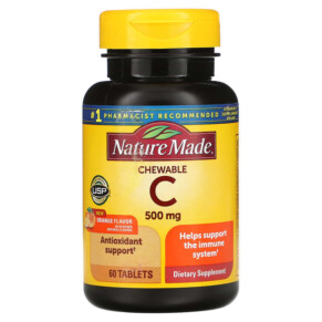 Nature Made Vitamin C Chewable Orange 500 mg 60 Tablets 031604014964