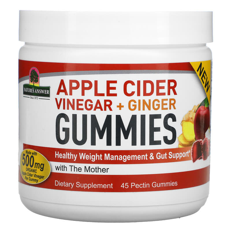Nature's Answer Apple Cider Vinegar + Ginger Gummies with The Mother 500 mg 45 Pectin Gummies 1 Nature's Answer Apple Cider Vinegar + Ginger Gummies with The Mother 500 mg 45 Pectin Gummies 083000262883