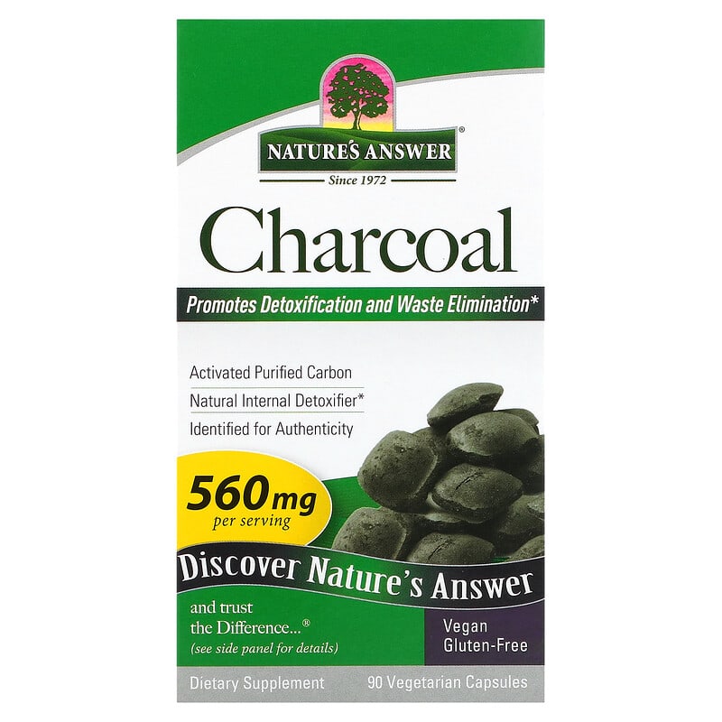 Nature's Answer Charcoal 280 mg 90 Vegetarian Capsules 1 Nature's Answer Charcoal 280 mg 90 Vegetarian Capsules 083000164675