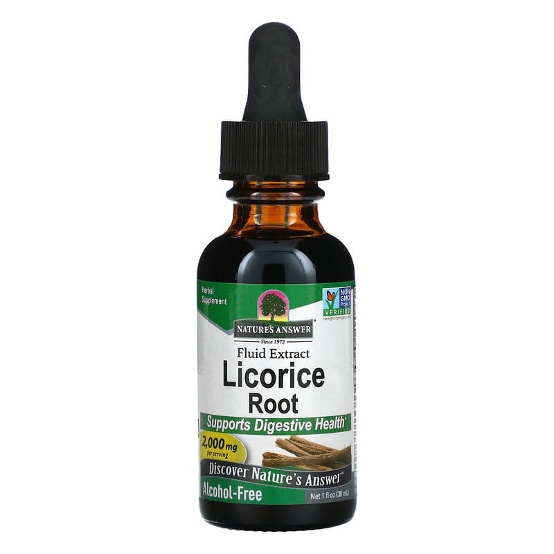 Nature's Answer Licorice Root Fluid Extract Alcohol-Free 2.000 mg 1 fl oz (30 ml) 1 Nature's Answer Licorice Root Fluid Extract Alcohol-Free 2.000 mg 1 fl oz (30 ml) 083000006401