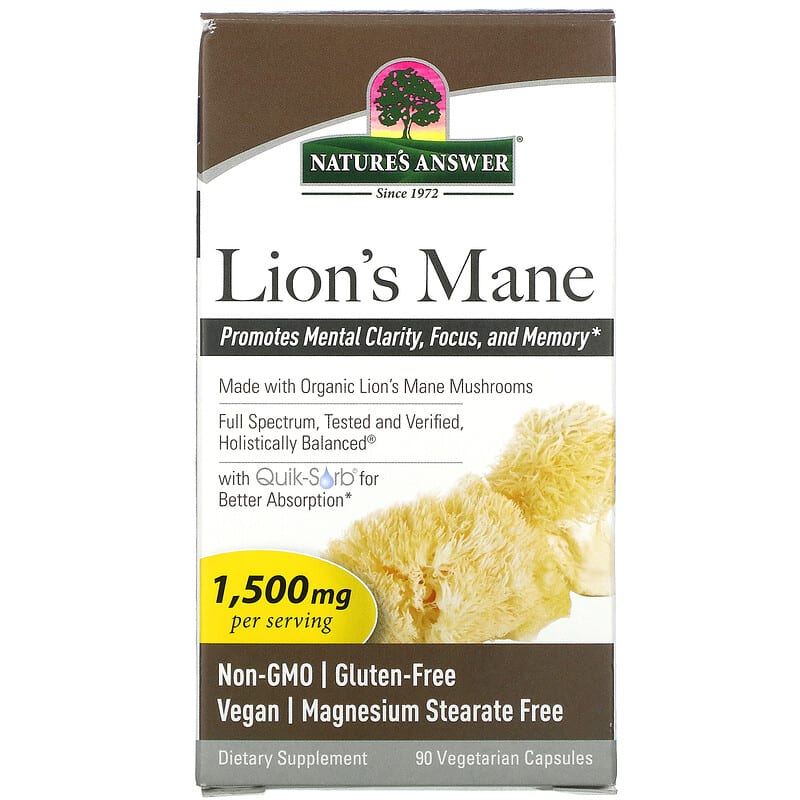 Nature's Answer Lion's Mane 1,500 mg 90 viên 1 Nature's Answer Lion's Mane 500 mg 90 Vegetarian Capsules 083000161728