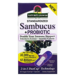 Nature's Answer Sambucus + Probiotic 60 Vegan DuoCap Capsules 083000262654