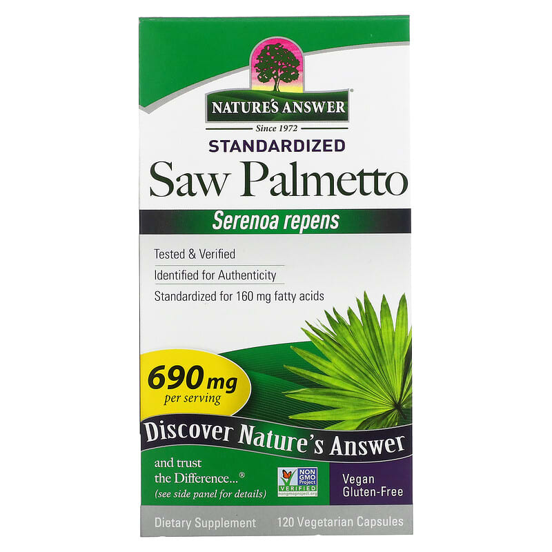 Nature's Answer Saw Palmetto Standardized 690 mg 120 Vegetarian Capsules 1 Nature's Answer Saw Palmetto Standardized 690 mg 120 Vegetarian Capsules 083000164316