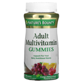 Nature's Bounty Adult Multivitamin Gummies Orange Cherry & Grape 75 Gummies 074312304217