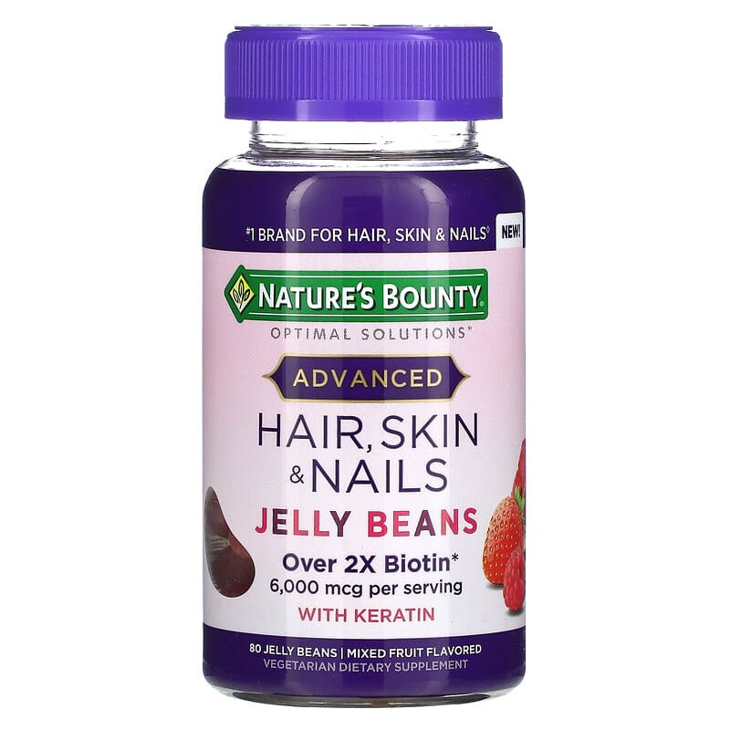Nature's Bounty Advanced Hair Skin & Nails Mixed Fruit 3,000 mcg 80 Jelly Beans 1 Nature's Bounty Advanced Hair Skin & Nails Mixed Fruit 3.000 mcg 80 Jelly Beans 074312008474