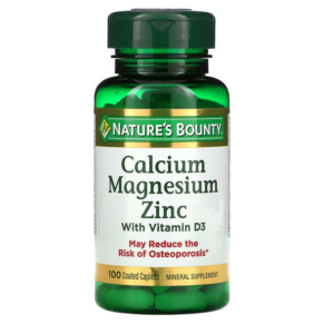Nature's Bounty Calcium Magnesium Zinc with Vitamin D3 100 Coated Caplets 074312042904