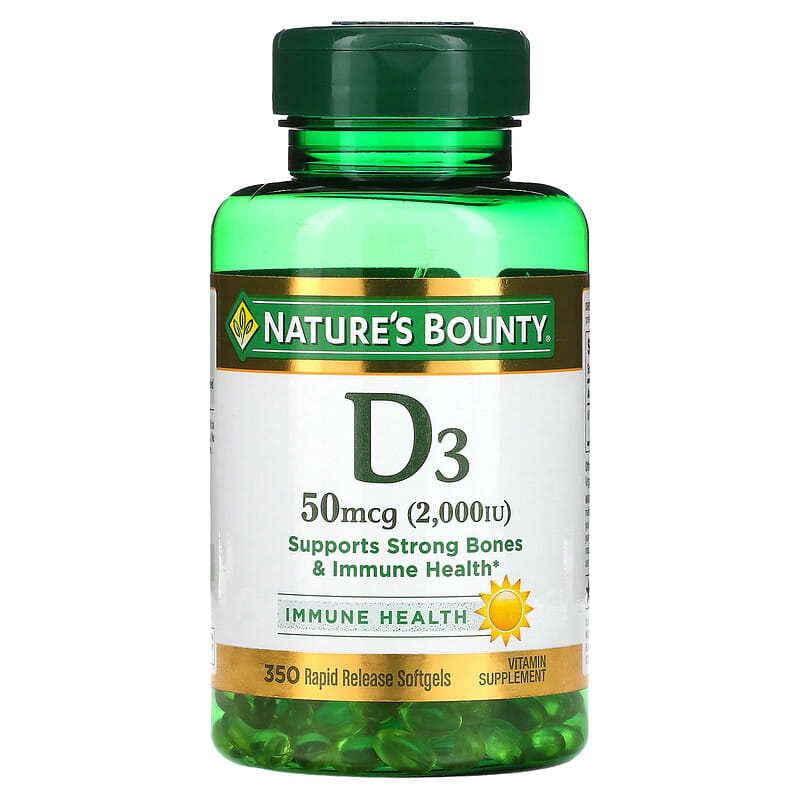 Nature's Bounty D3 50 mcg (2,000 IU) 350 Softgels 1 Nature's Bounty D3 50 mcg (2.000 IU) 350 Rapid Release Softgels 074312528071