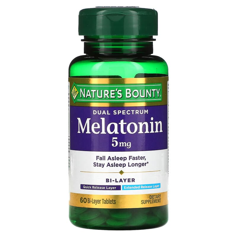 Nature's Bounty Dual Spectrum Melatonin 5 mg 60 Bi-Layer viên 1 Nature's Bounty Dual Spectrum Melatonin 5 mg 60 Bi-Layer Tablets 074312530982