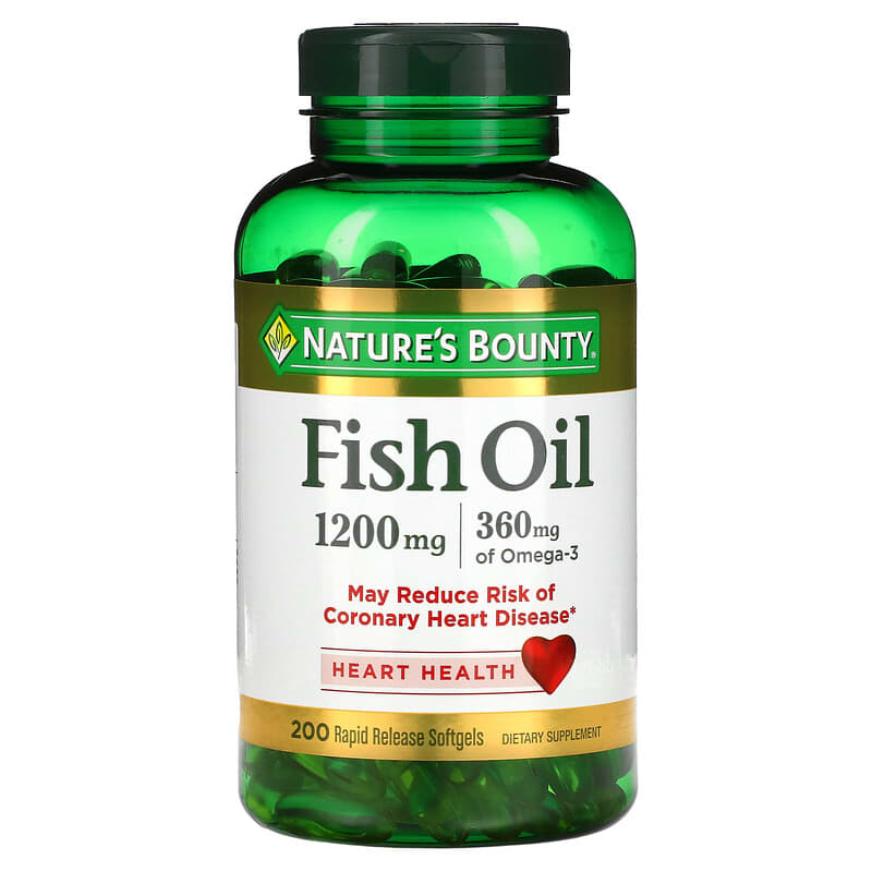 Nature's Bounty Fish Oil 1,200 mg 200 Rapid Release Softgels 1 Nature's Bounty Fish Oil 1.200 mg 200 Rapid Release Softgels 074312131028