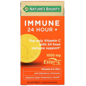 Nature's Bounty Immune 24 Hour+ 500 mg 50 Softgels 074312008092