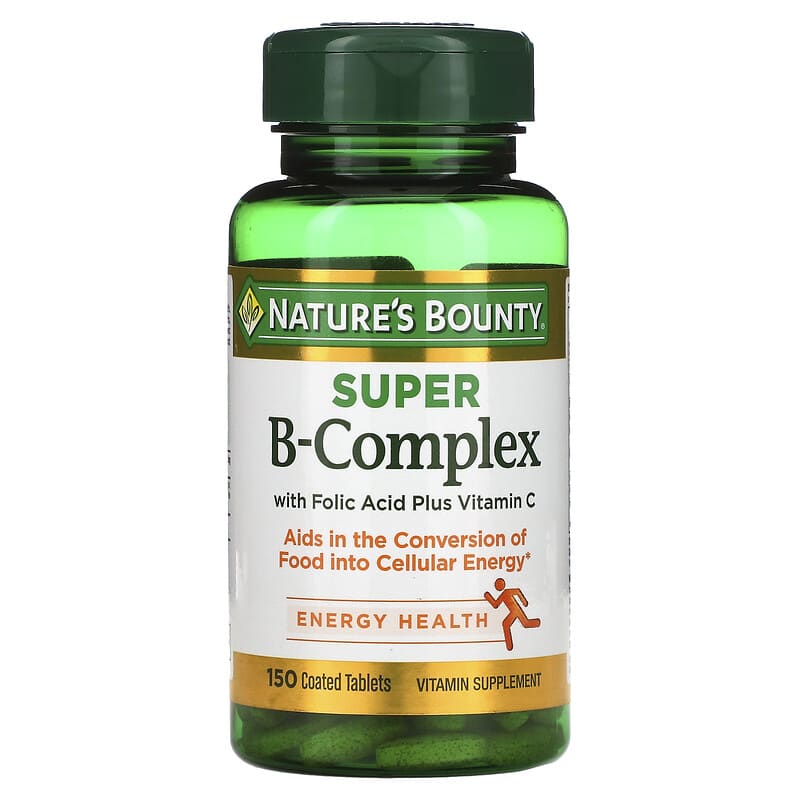 Nature's Bounty Super B-Complex with Folic Acid Plus Vitamin C 150 Coated viên 1 Nature's Bounty Super B-Complex with Folic Acid Plus Vitamin C 150 Coated Tablets 074312131684