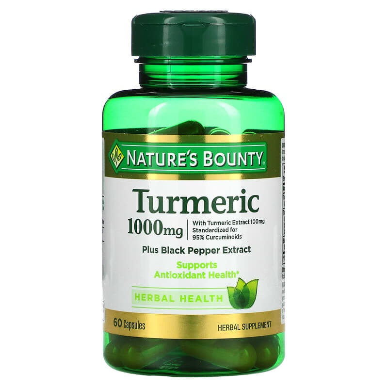 Nature's Bounty Turmeric Plus Black Pepper Extract 1.000 mg 60 Capsules 1 Nature's Bounty Turmeric Plus Black Pepper Extract 1.000 mg 60 Capsules 074312803673