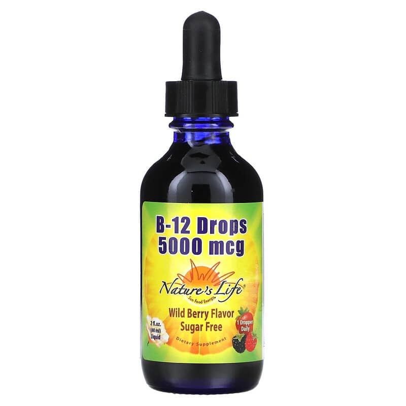 Nature's Life B-12 Drops Wild Berry Flavor 5,000 mcg 2 oz (60 ml) 1 Nature's Life B-12 Drops Sugar Free Wild Berry 5.000 mcg 2 fl oz (60 ml) 040647782273