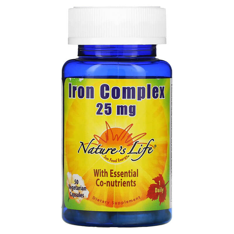 Nature's Life Iron Complex 25 mg 50 viên 1 Nature's Life Iron Complex 25 mg 50 Vegetarian Capsules 040647002265