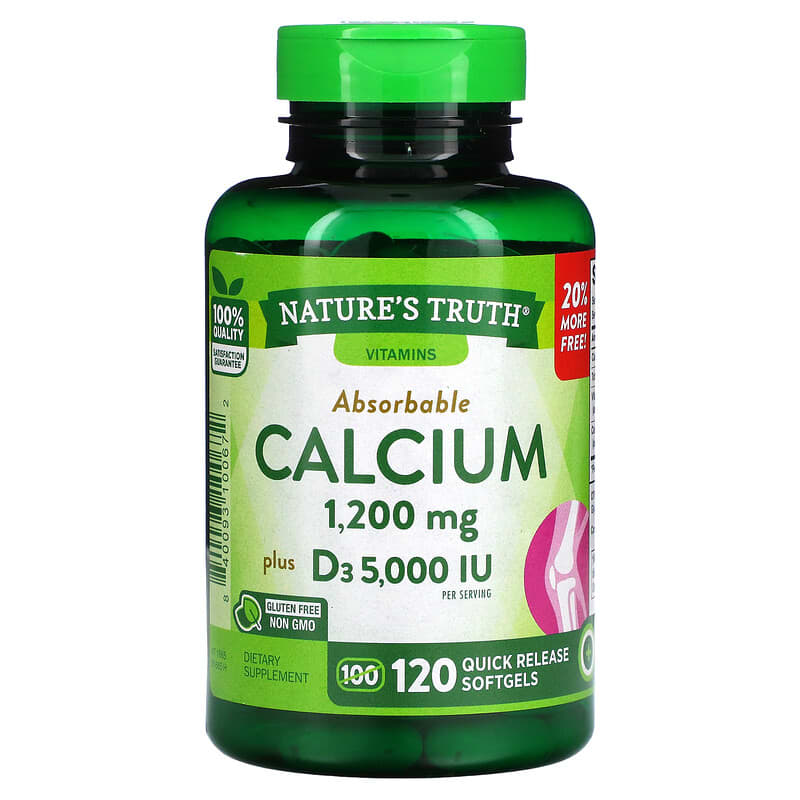 Nature's Truth Absorbable Calcium Plus D3 120 Quick Release Softgels 1 Nature's Truth Absorbable Calcium Plus D3 120 Quick Release Softgels 840093100672
