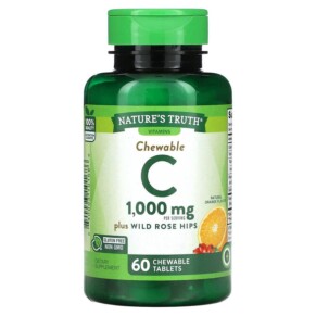 Nature's Truth Chewable Vitamin C Plus Wild Rose Hips Natural Orange 500 mg 60 Chewable Tablets 840093101686