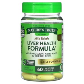 Nature's Truth Gold Series Liver Health Formula With Dandelion Artichoke Turmeric Beets 60 Liquid Max Softgels 840093115485