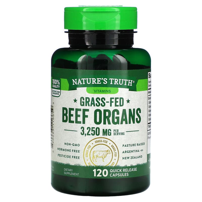 Nature's Truth Grass-Fed Beef Organs 650 mg 120 Quick Release Capsules 1 Nature's Truth Grass-Fed Beef Organs 650 mg 120 Quick Release Capsules 840093116659