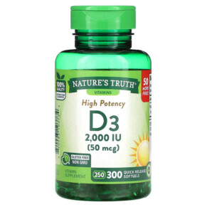 Nature's Truth High Potency Vitamin D3 50 mcg (2.000 IU) 300 Quick Release Softgels 840093103734