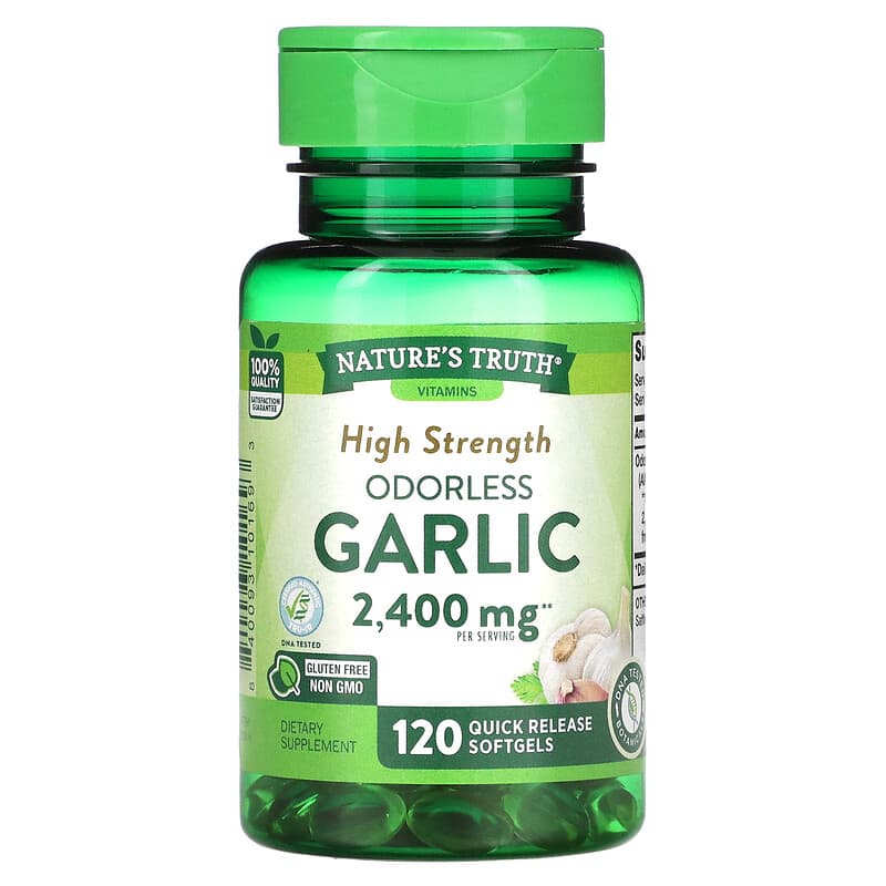 Nature's Truth High Strength Odorless Garlic 1.200 mg 120 Quick Release Softgels 1 Nature's Truth High Strength Odorless Garlic 1.200 mg 120 Quick Release Softgels 840093101693