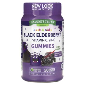 Nature's Truth Just 4 Kids Black Elderberry + Vitamin C Zinc Natural Berry Berry 50 Vegan Gummies 840093115157