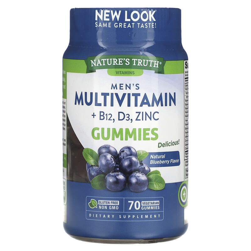 Nature's Truth Men's Multivitamin + B-12 D3 Zinc Natural Blueberry 70 Vegetarian Gummies 1 Nature's Truth Men's Multivitamin + B-12 D3 Zinc Natural Blueberry 70 Vegetarian Gummies 840093115393