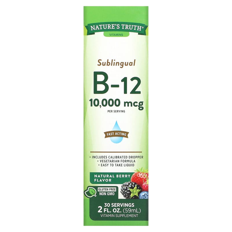 Nature's Truth Sublingual B-12 Natural Berry 10.000 mcg 2 fl oz (59 ml) 1 Nature's Truth Sublingual B-12 Natural Berry 10.000 mcg 2 fl oz (59 ml) 840093101402