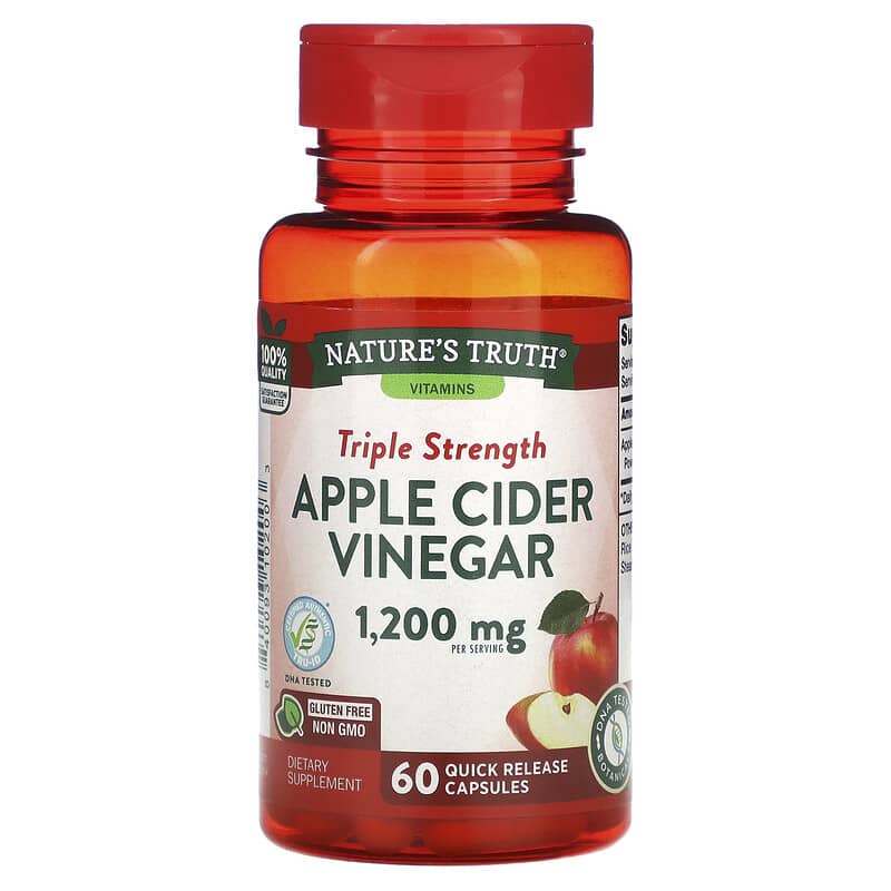 Nature's Truth Triple Strength Apple Cider Vinegar 600 mg 60 Quick Release Capsules 1 Nature's Truth Triple Strength Apple Cider Vinegar 600 mg 60 Quick Release Capsules 840093102003