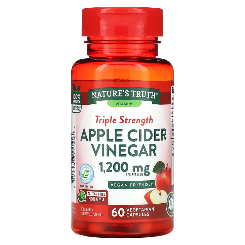 Nature's Truth Triple Strength Apple Cider Vinegar 600 mg 60 Vegetarian Capsules 1 Nature's Truth Triple Strength Apple Cider Vinegar 600 mg 60 Vegetarian Capsules 840093111494
