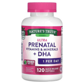 Nature's Truth Ultra Prenatal Vitamins & Minerals + DHA 120 Quick Release Softgels 840093115454